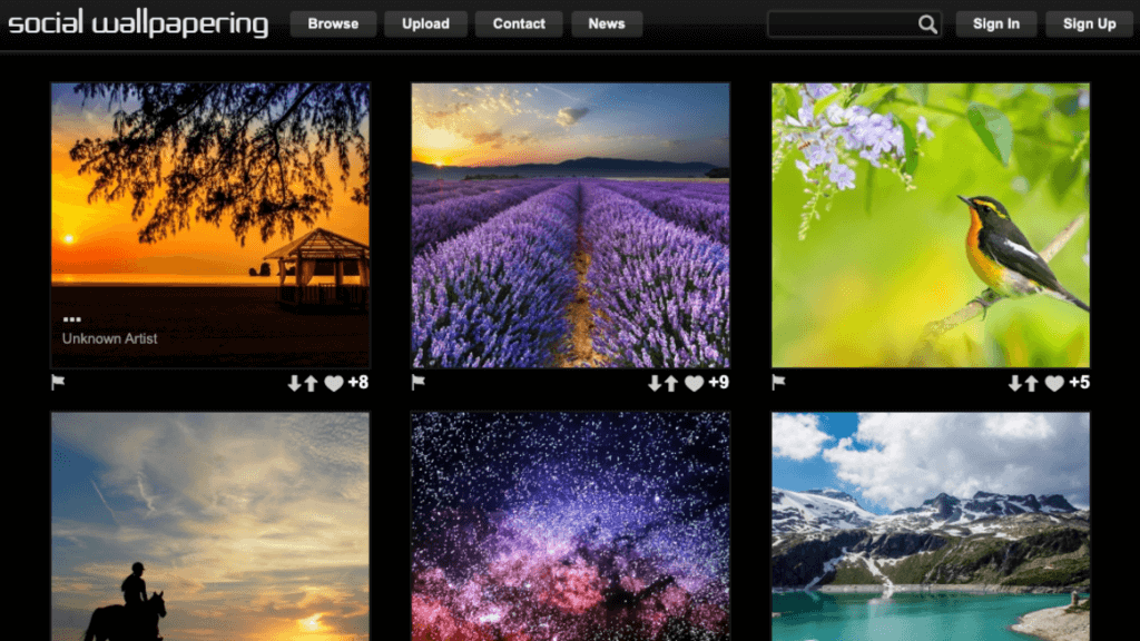Social Wallpapering cũng là một website cung cấp nhiều hình nền desktop độ phân giải cao