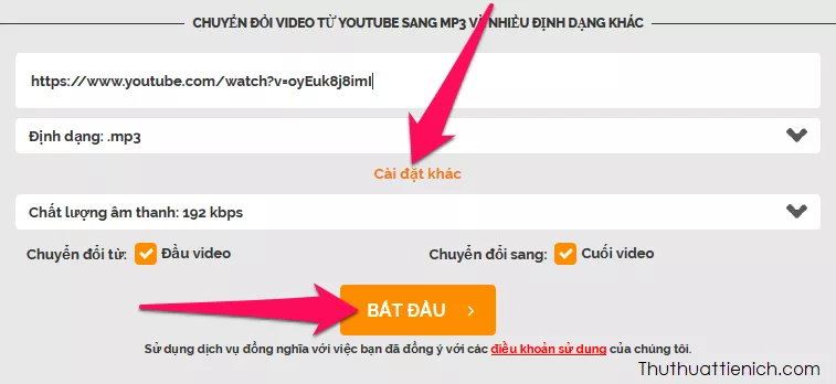 Bắt đầu chuyển đổi video YouTube sang MP3 trên OnlineVideoConverter