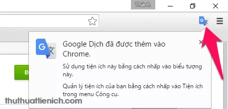 Biểu tượng Google Dịch trên Chrome