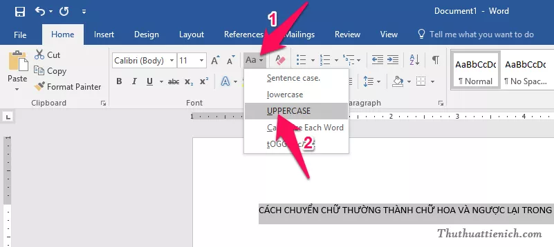 Cách chuyển đổi chữ hoa chữ thường trong Word