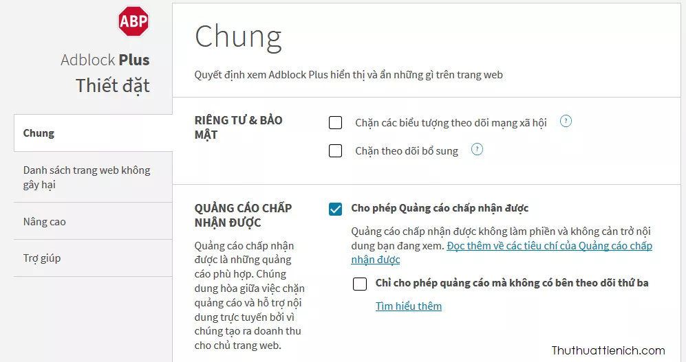 Cài đặt Adblock Plus