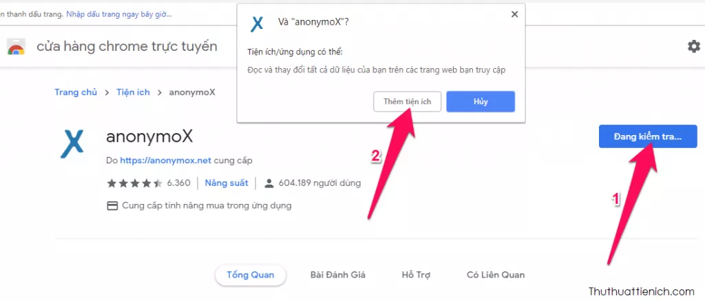 Cài đặt anonymoX trên Chrome