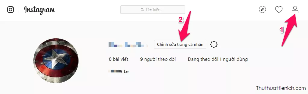 Chỉnh sửa trang cá nhân Instagram trên trình duyệt web