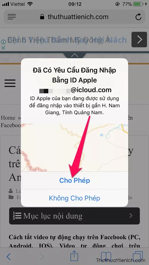 Cho phép xác thực trên thiết bị Apple