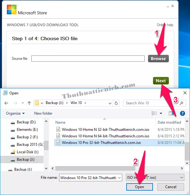 Chọn file ISO Windows