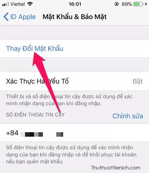 Chọn Mật khẩu & Bảo mật và Thay đổi mật khẩu