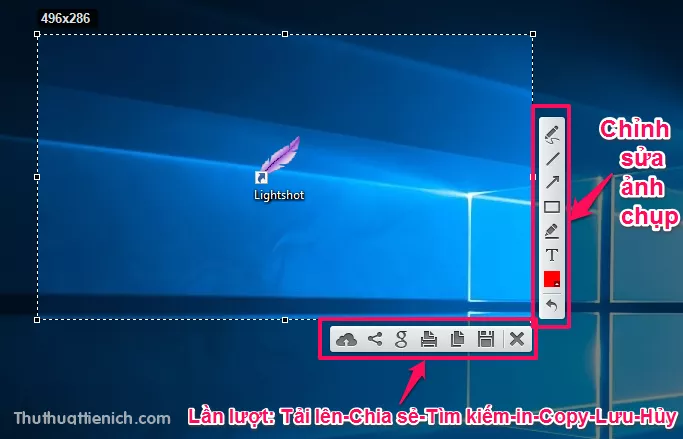 Chọn vùng chụp màn hình với Lightshot
