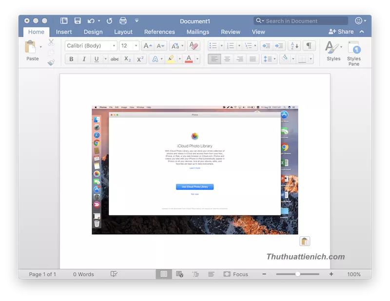 Chụp màn hình trên macOS và dán vào Word