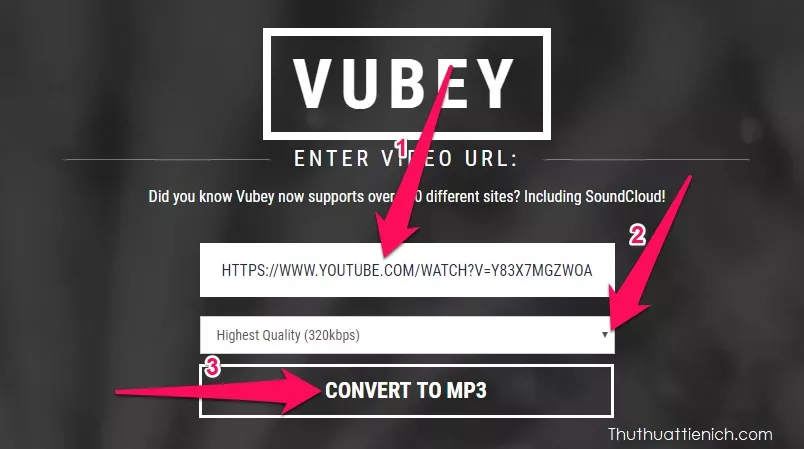 Chuyển đổi video YouTube sang MP3 với Vubey