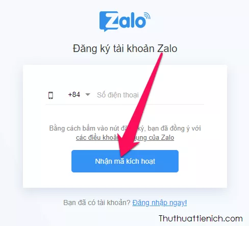 Đăng ký Zalo trên máy tính - Bước 3