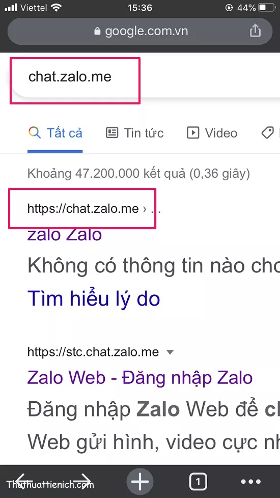 Đăng nhập Zalo Web trên iPad