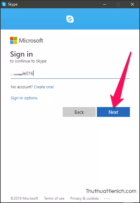 Giao diện đăng nhập Skype trên máy tính, yêu cầu nhập tên Skype, email hoặc số điện thoại