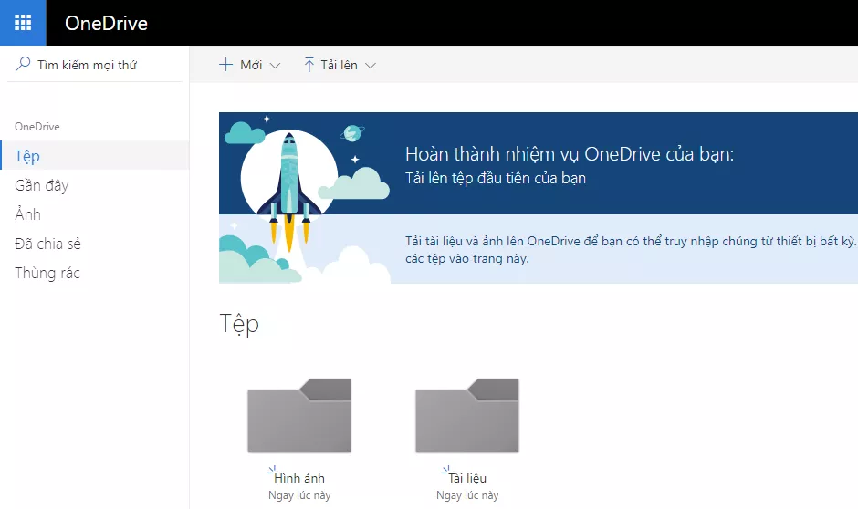 Giao diện OneDrive trên máy tính