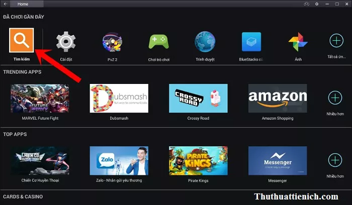 Giao diện phần mềm BlueStacks trên máy tính