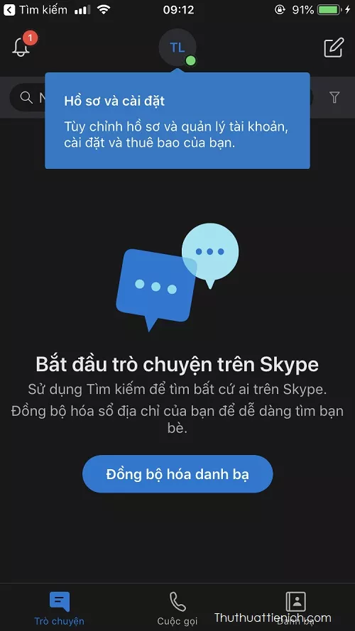 Giao diện Skype nền tối