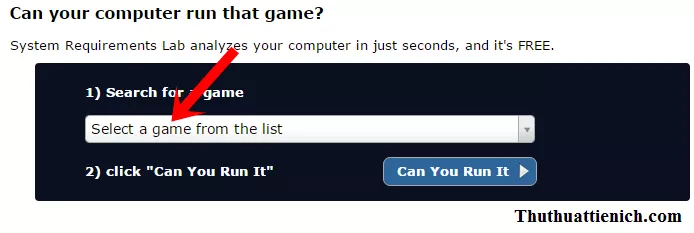 Giao diện trang web Can You RUN IT