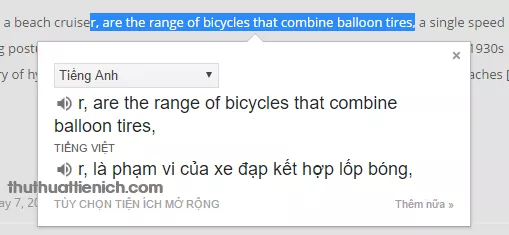 Hiển thị cửa sổ dịch ngay lập tức