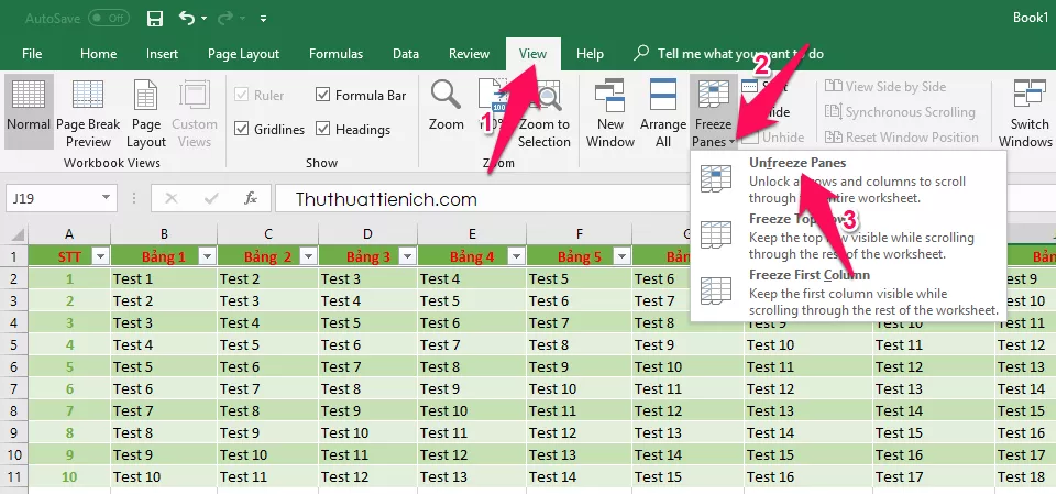 Hướng dẫn bỏ cố định hàng và cột trong Excel