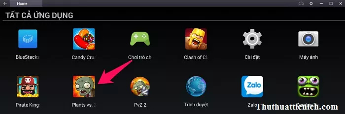 Icon game Plants vs Zombies trong danh sách ứng dụng