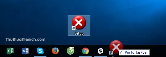 Kéo shortcut đã đổi icon vào Taskbar