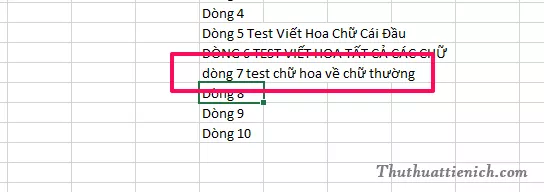 Kết quả Đổi toàn bộ chữ trong một ô sang chữ thường