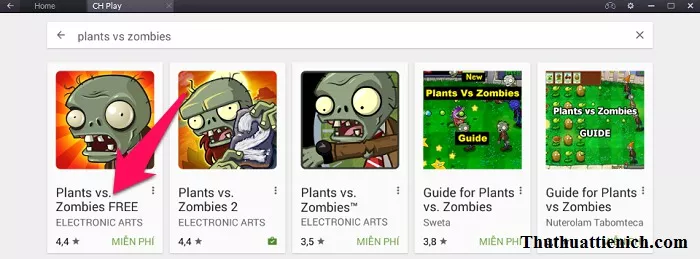 Kết quả tìm kiếm game Plants vs Zombies FREE trên BlueStacks