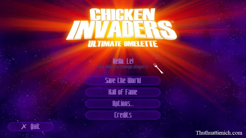 Màn hình chơi game Chicken Invaders 4: Ultimate Omelette với phi thuyền và gà