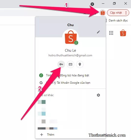 Mở cài đặt mật khẩu trên Chrome