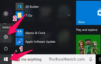 Mở Cài đặt Windows 10
