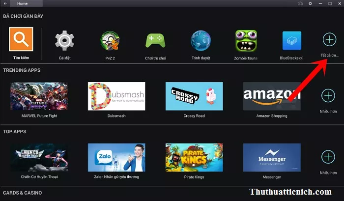 Mục tất cả ứng dụng trên BlueStacks