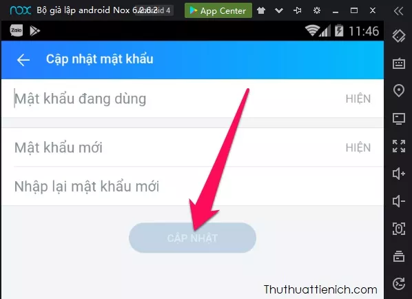 Nhập mật khẩu mới trên máy tính