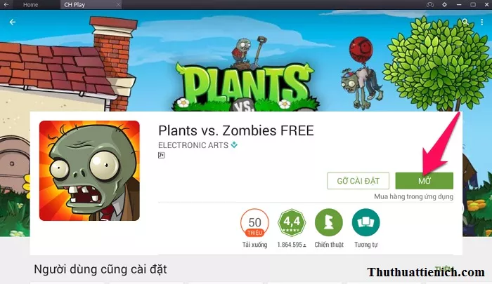 Nút mở game Plants vs Zombies trên BlueStacks