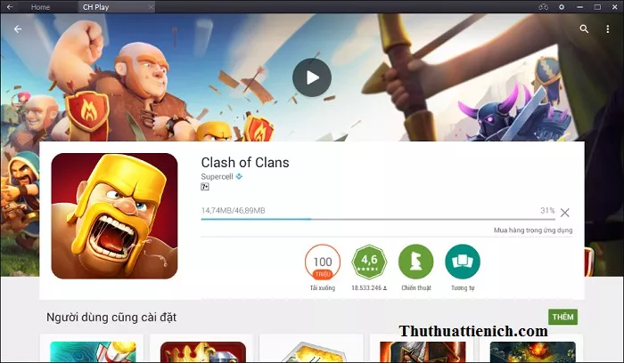 Quá trình tải và cài đặt Clash of Clans trên BlueStacks