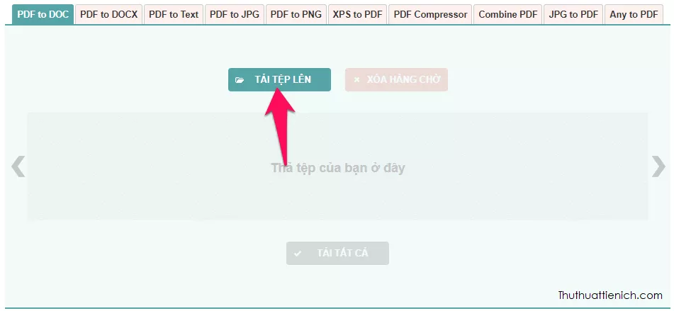 Tải file PDF lên Pdf2doc