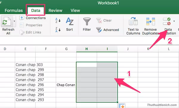 Tạo danh sách thả xuống trong Excel