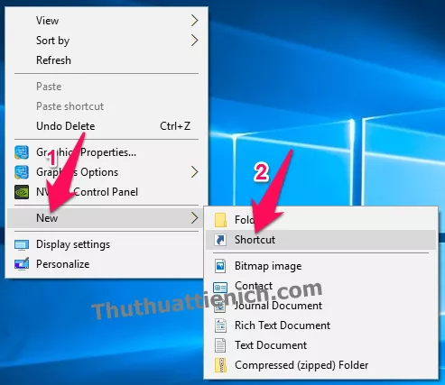 Tạo shortcut tắt máy trên desktop Windows