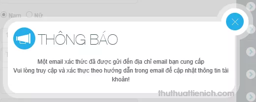 Thông báo kích hoạt tài khoản VTC qua email