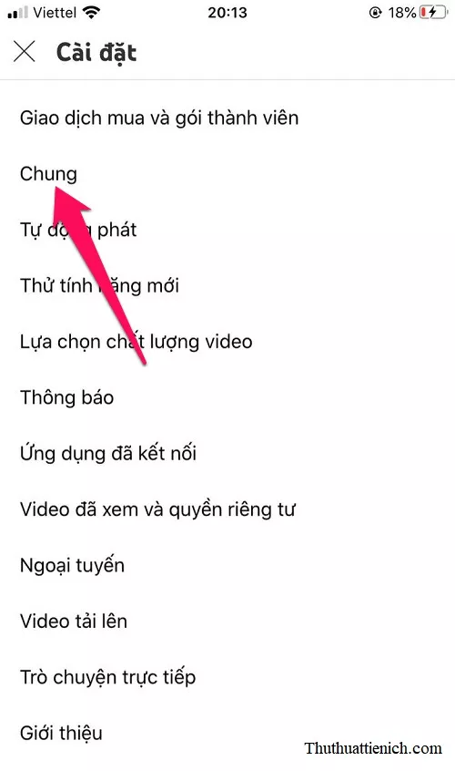 Tìm tùy chọn Giao diện tối trong cài đặt YouTube