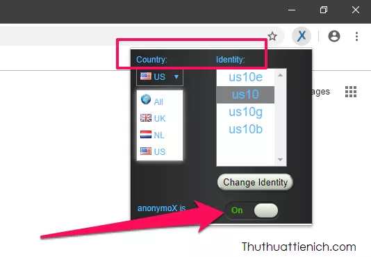 Tùy chỉnh anonymoX trên Chrome