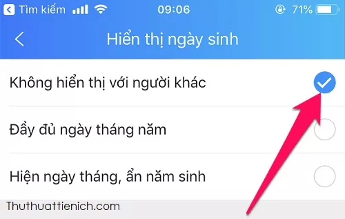 Tùy chọn hiển thị ngày sinh trên Zalo