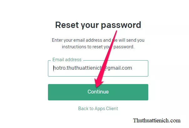 Xác nhận địa chỉ email để đặt lại mật khẩu ChatGPT