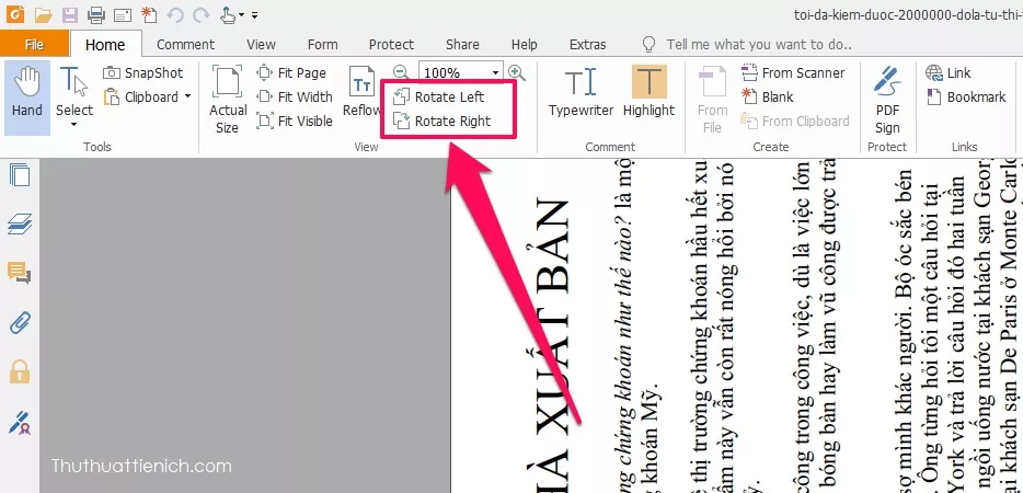 Xoay file PDF trên Foxit Reader